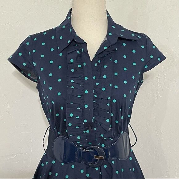 Bailey Blue Juniors Polka Dot Cap Sleeve Dress - Picture 5 of 14
